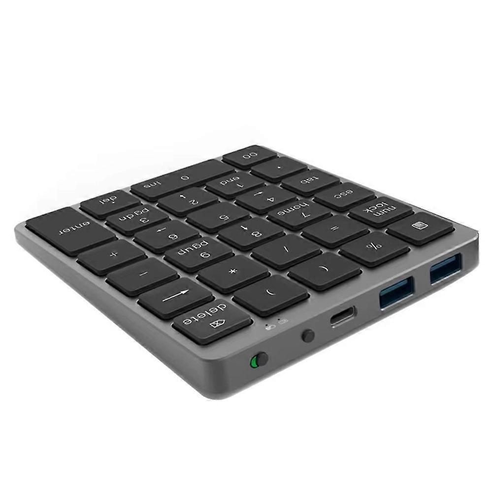 Wireless Bluetooth Numeric Keypad with USB HUB Dual Modes Rechargeable Numpad for Tablet Laptop