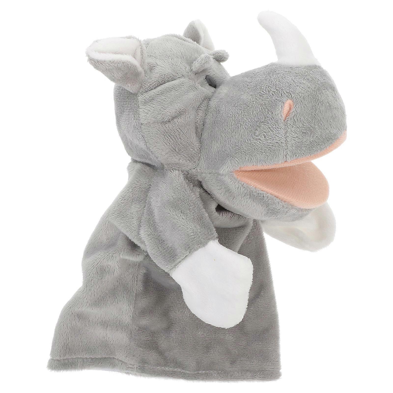 Interactive Rhino Stuffed Hand Puppet for Story Telling Plush Animal Toy