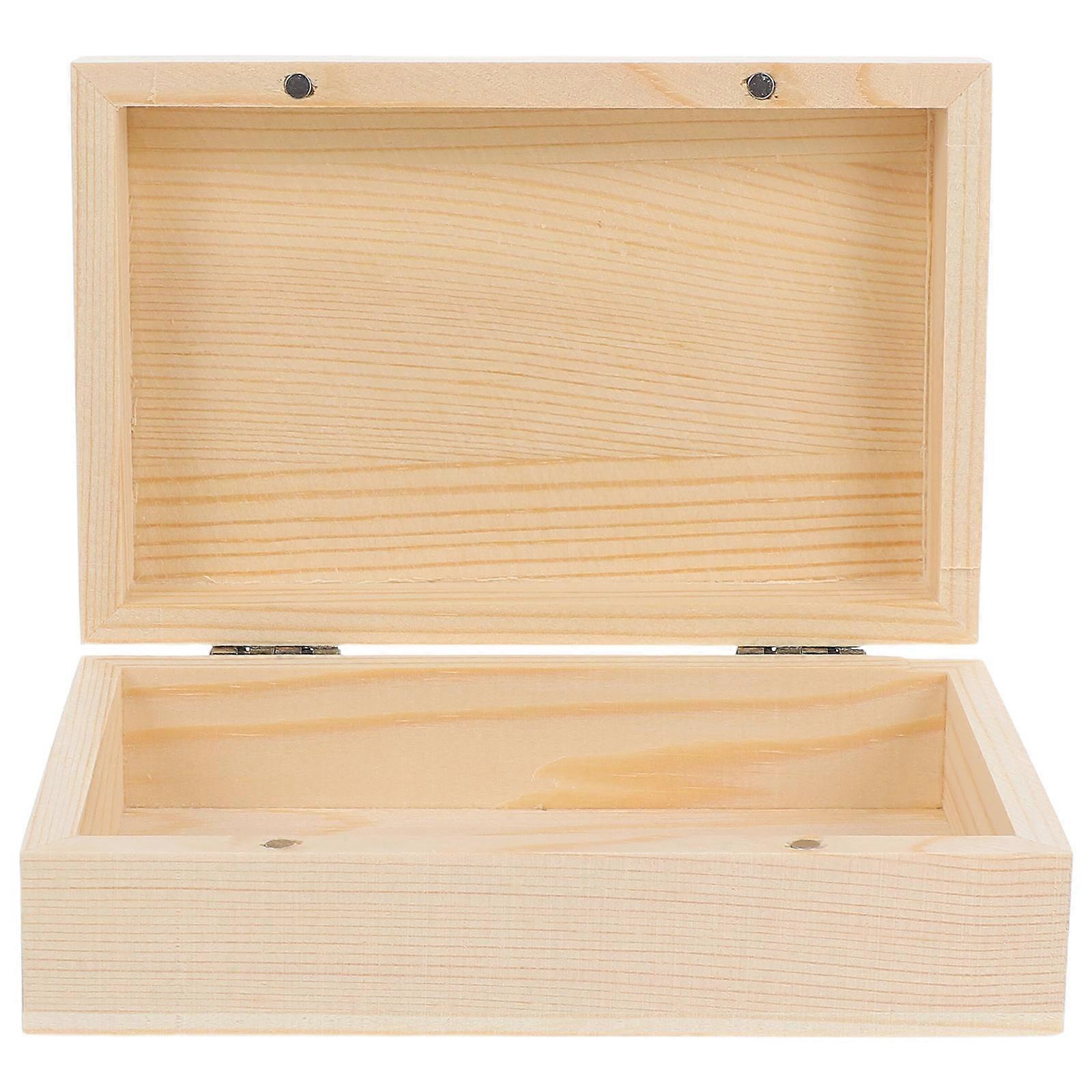 Unfinished Wood Storage Box for Storage with Hinged Lid