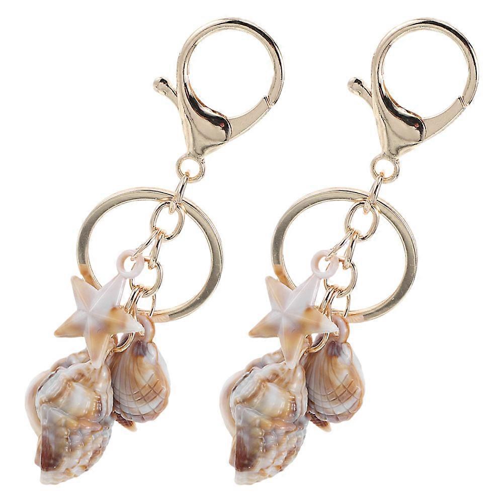 Seashell Keychain Creative Acrylic Ocean Style for Handbags Key Attachment 2Pcs