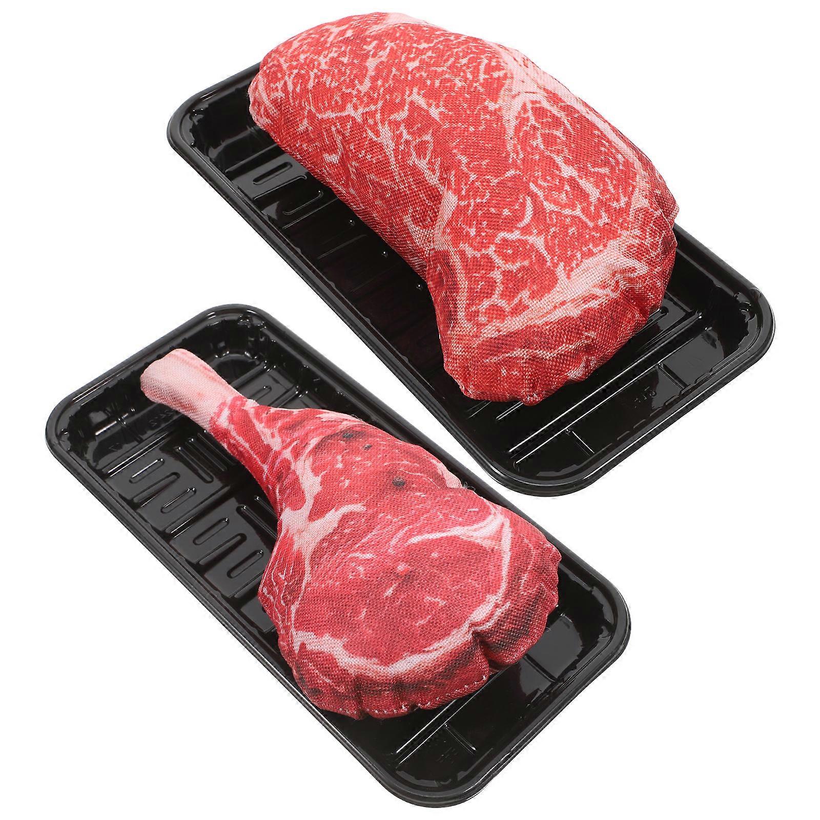 Simulation Meat Display Artificial Beef Steak Model for Decor 2Sets