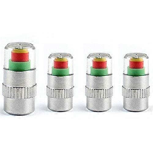 Tire Valve Cap 4Piece Set, Car Valve Caps With Tire Pressure Gauge, Tire Pressure Monitoring Warning Cap