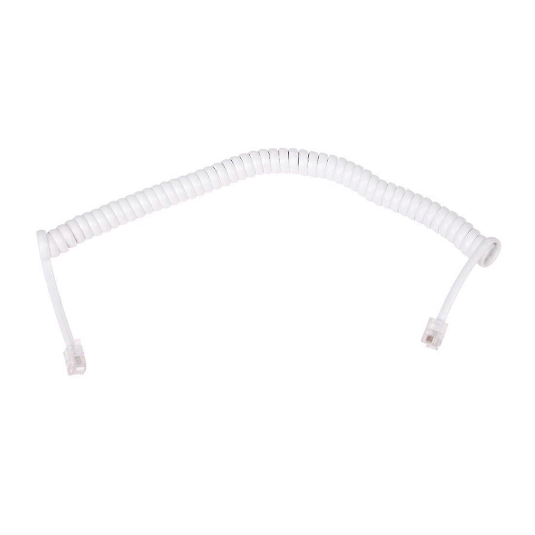 1,5 m hvit, elastisk RJ9 4P4C telefonrør, spiralkabel