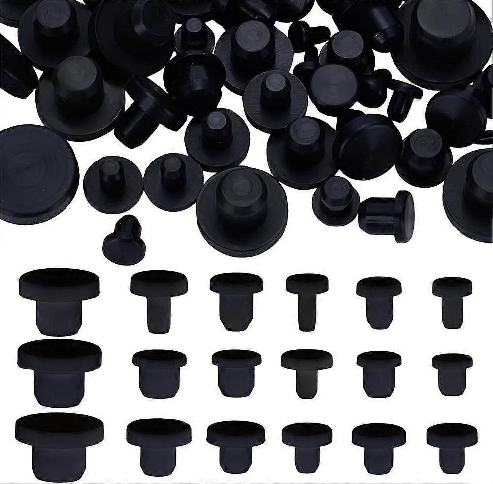 72 Pcs Black Silicone Bottle Stopper 18 Size Soft Flexible Silicone End Caps Bolt Covers Rubbers Hole Plug Perfect for Bottles Tubes and DIY Projects 