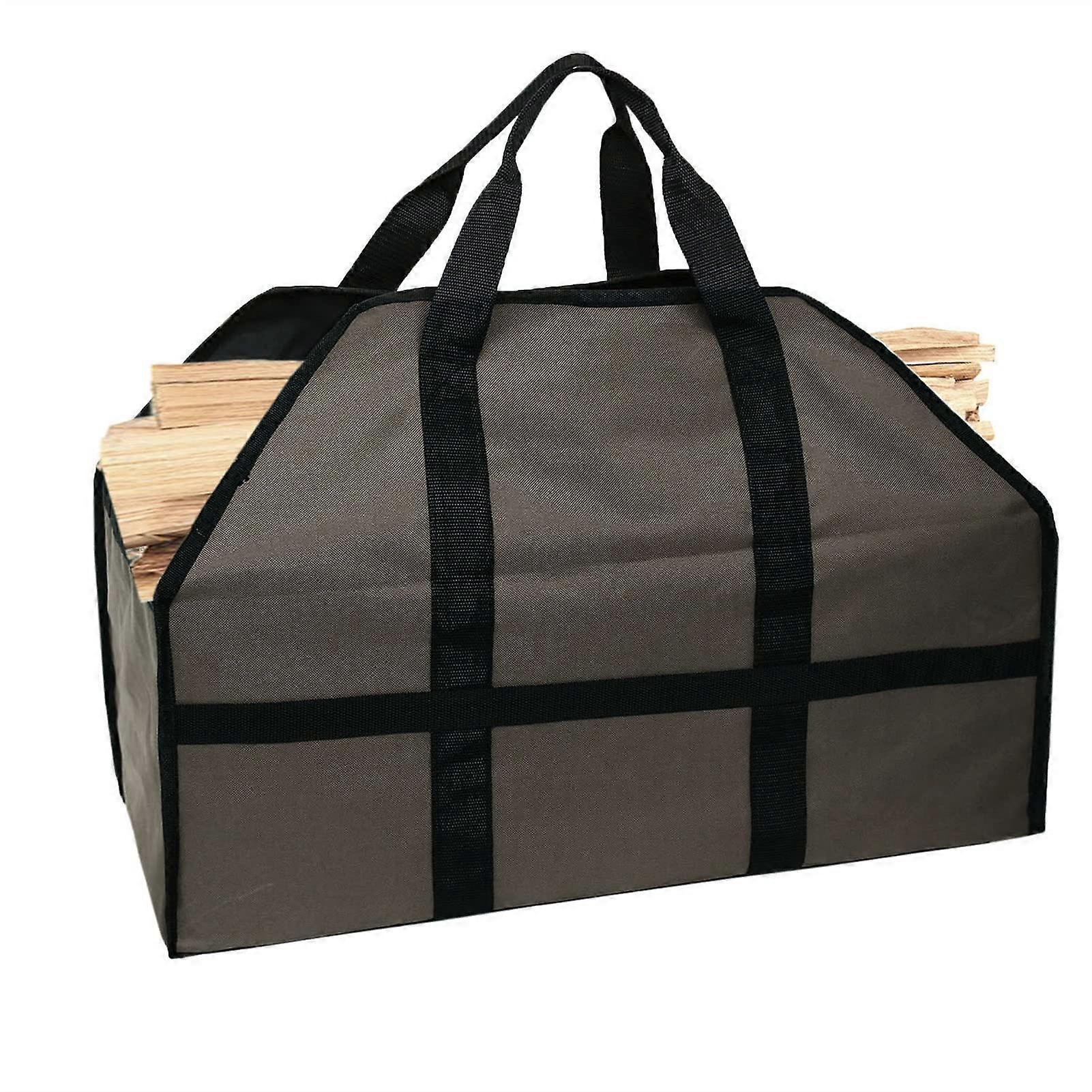 Large Canvas Firewood Carrier Bag with Handles, Heavy Duty Log Tote for Camping and Fireplace