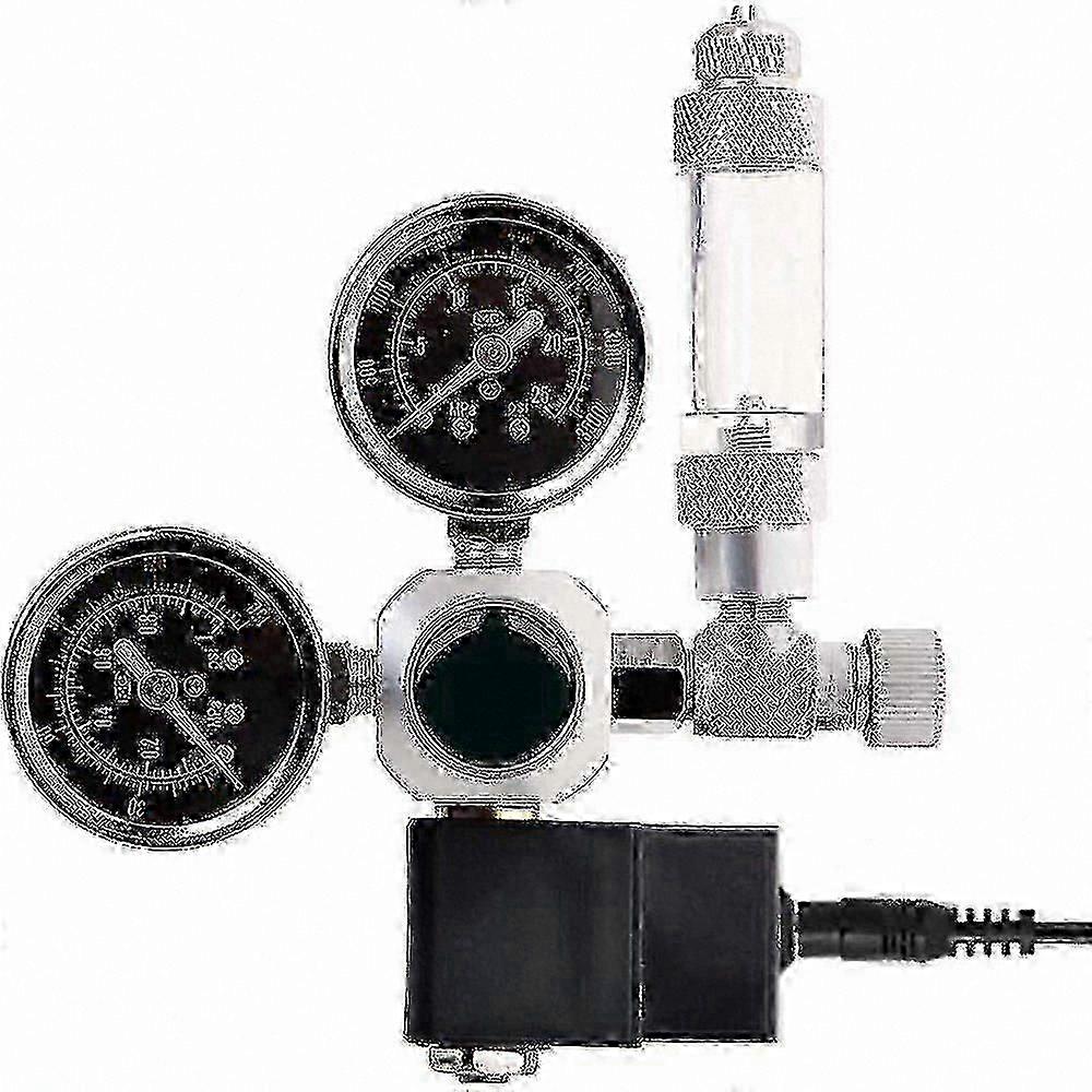 Aquarium CO2 Regulator with Night Shutoff, W21.8 Connection, Solenoid Valve, Dual Pressure Gauges, and Bubble Counter for Aquatic Systems