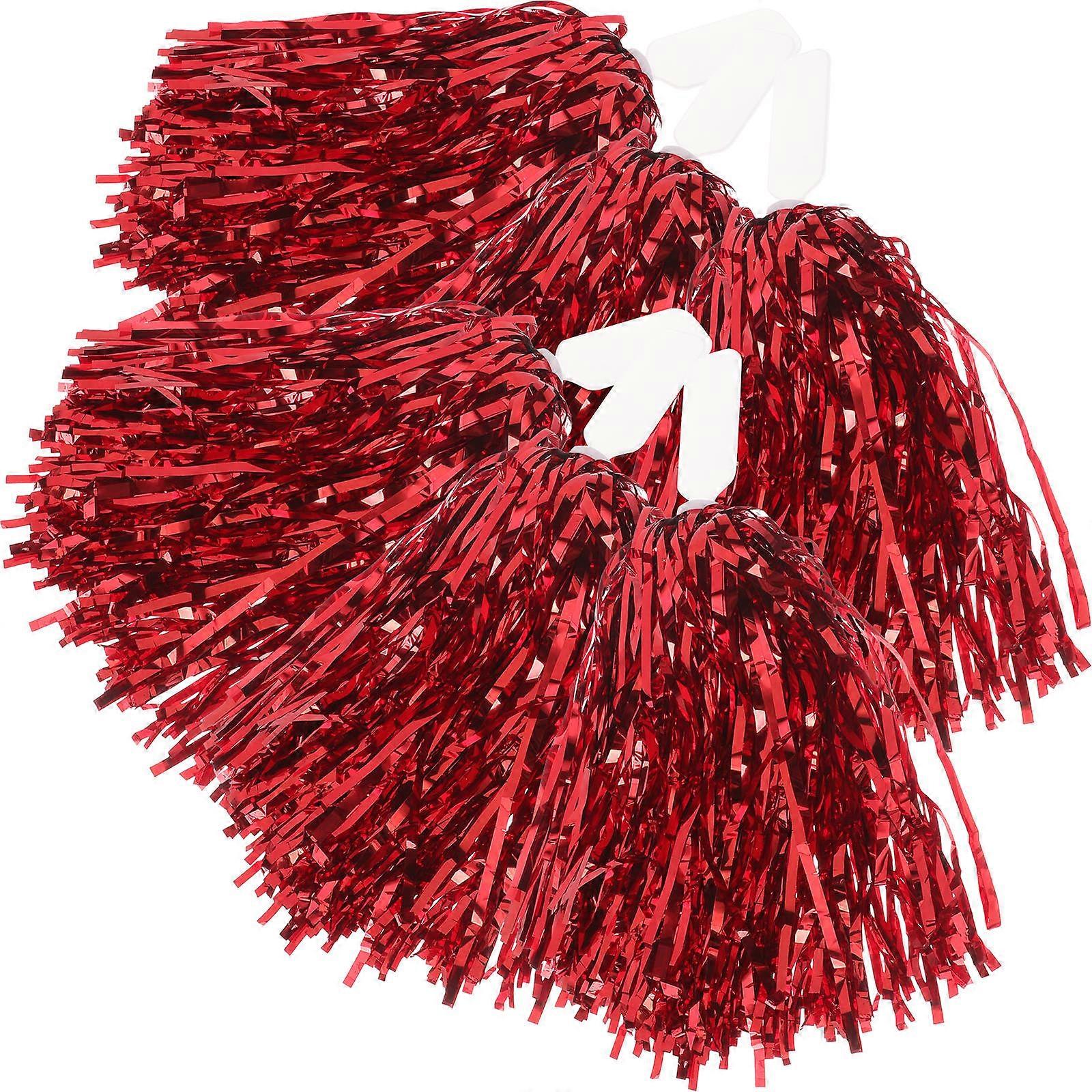 Handheld Cheerleading Pom Poms for Playing Red Color 18Pcs Set