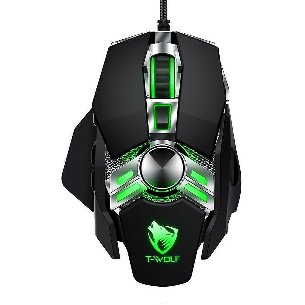 T-WOLF V10 USB Interface 7 Buttons 6400 DPI Gaming Wired Mouse Custom Macro Programming 4-Color Breathing Light Gaming Mouse, Cable Length: 1.5m