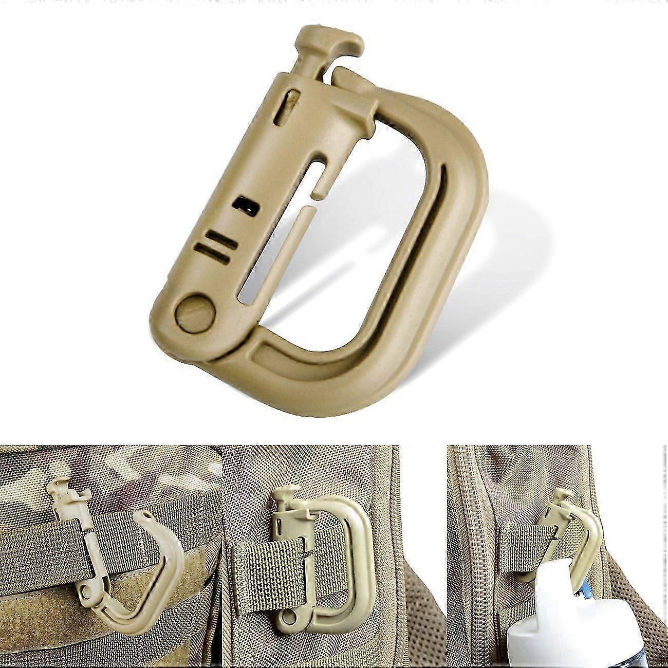 D Ring Shape Buckle ABS Plastic, Spring Snap Key Chain Clip With Screw Lock, Brown, 4 PCS
