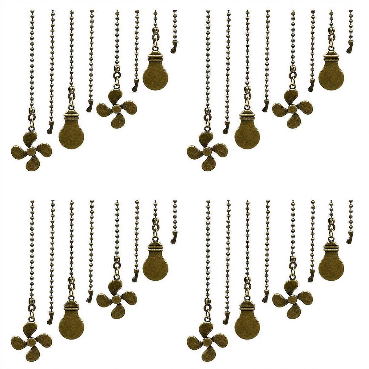 4Pcs Ceiling Fan Pull Chain Set,Bulb and Fan Pattern(Antique Bronze)