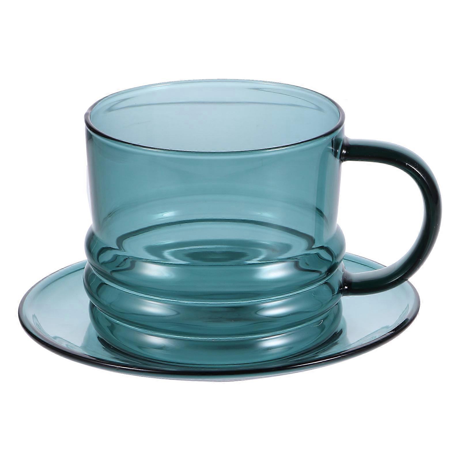 Coffee Cup with Saucer for Home Use 2Sets Glass Mug Party Drinks Container