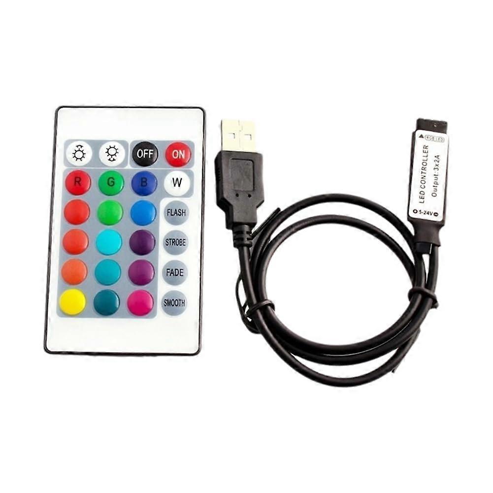 RGB Controller DC5V USB, 24 Keys Remote Wireless, For COB SMD 3528 5050 RGB LED Tape Lights