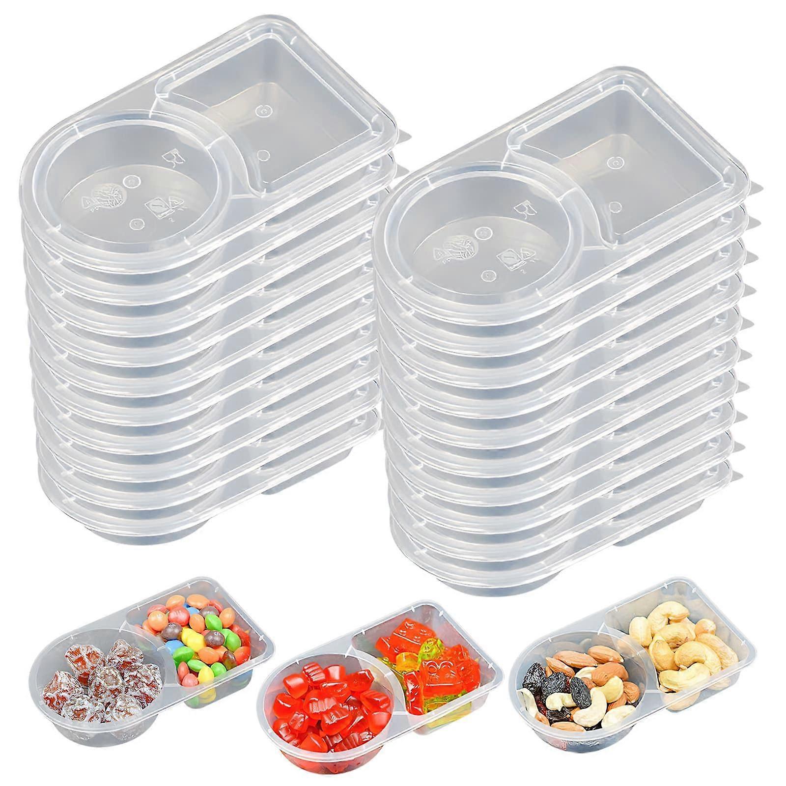 Food Storage Containers 20PCS Reusable Double Compartment Snack Boxes with LeakProof Lids Microwave Safe