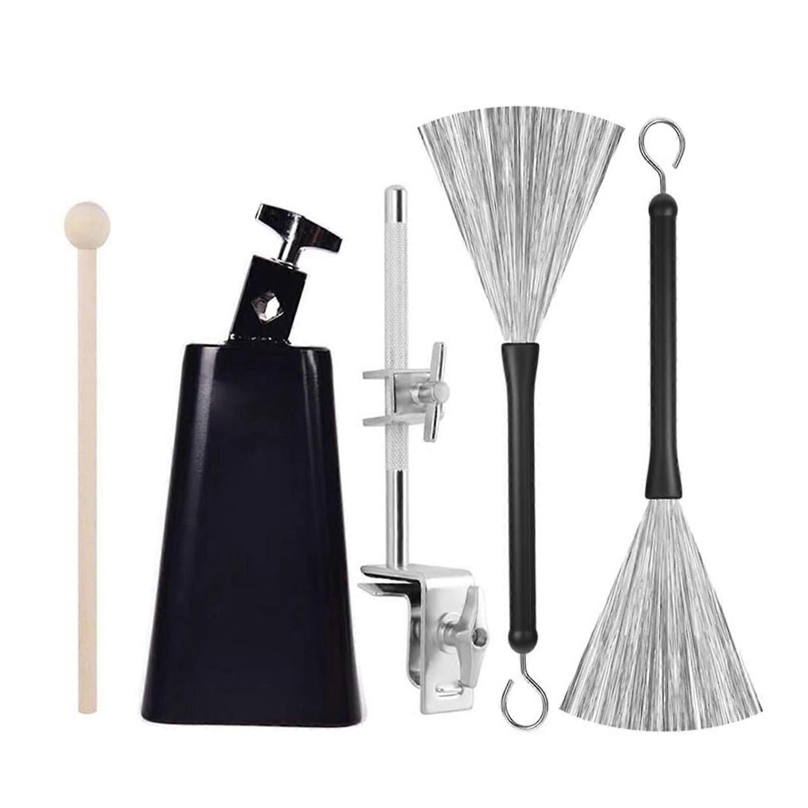 Anti Corrosion Metal Cowbell Attachment Without Extra Hardware Needed for Drum Mounting Includes Brushes Stick Multicolor