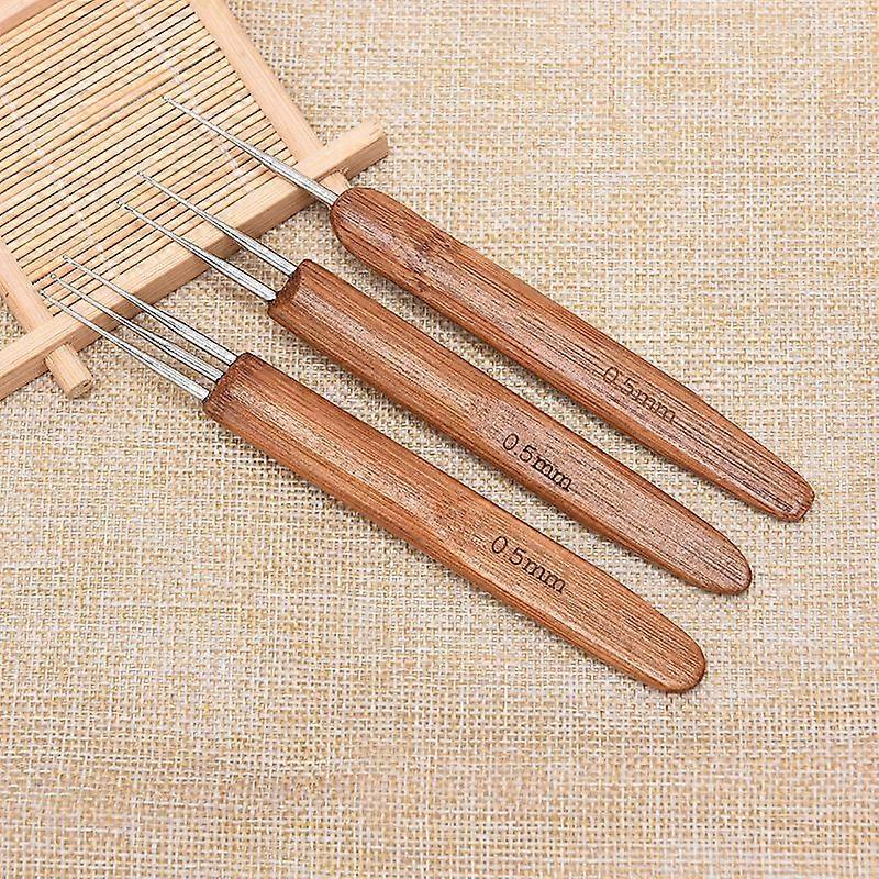 1/3pcs 0.5mm Dreadlock Crochet Needle Hook Bamboo Handle Hooks Tools Making