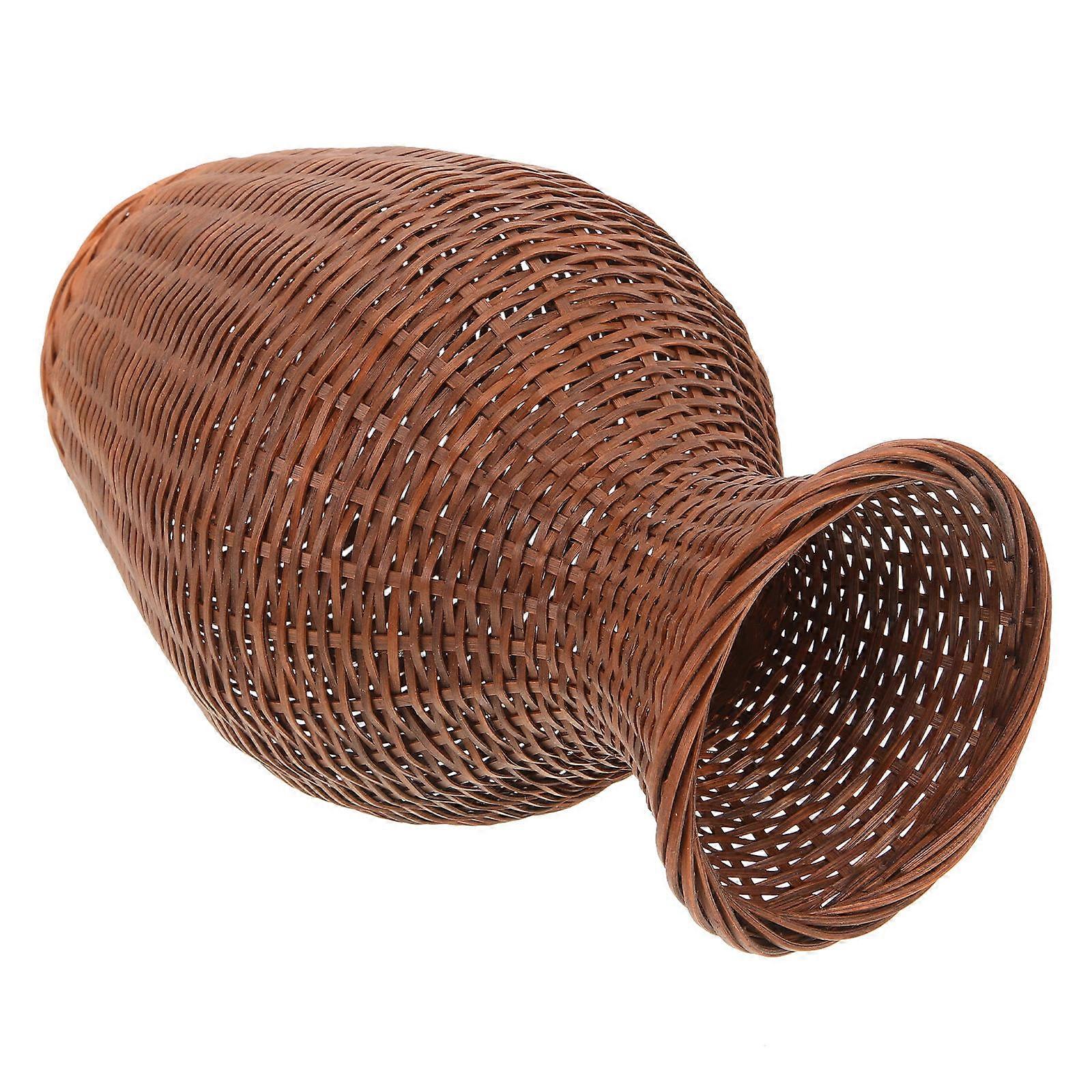 Rustic Bamboo Woven Vase for Flower Arrangement Small Planter Decor