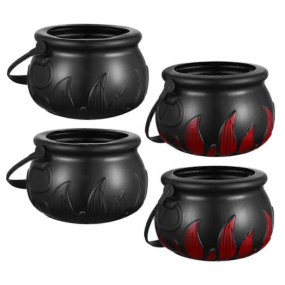 Plastic Halloween Candy Bucket Fire Flame Candy Container for Storage 4Pcs