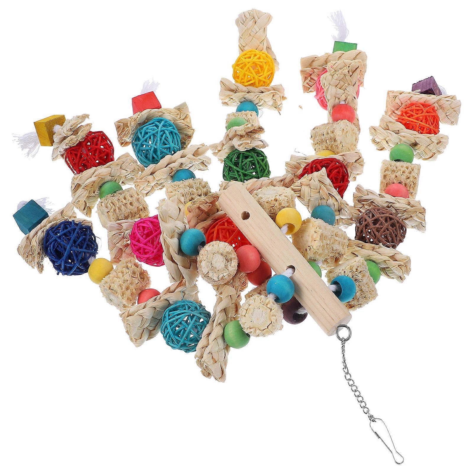 Parrot Chewing Toy Bird Swing for Coordination Exercise Wood Material