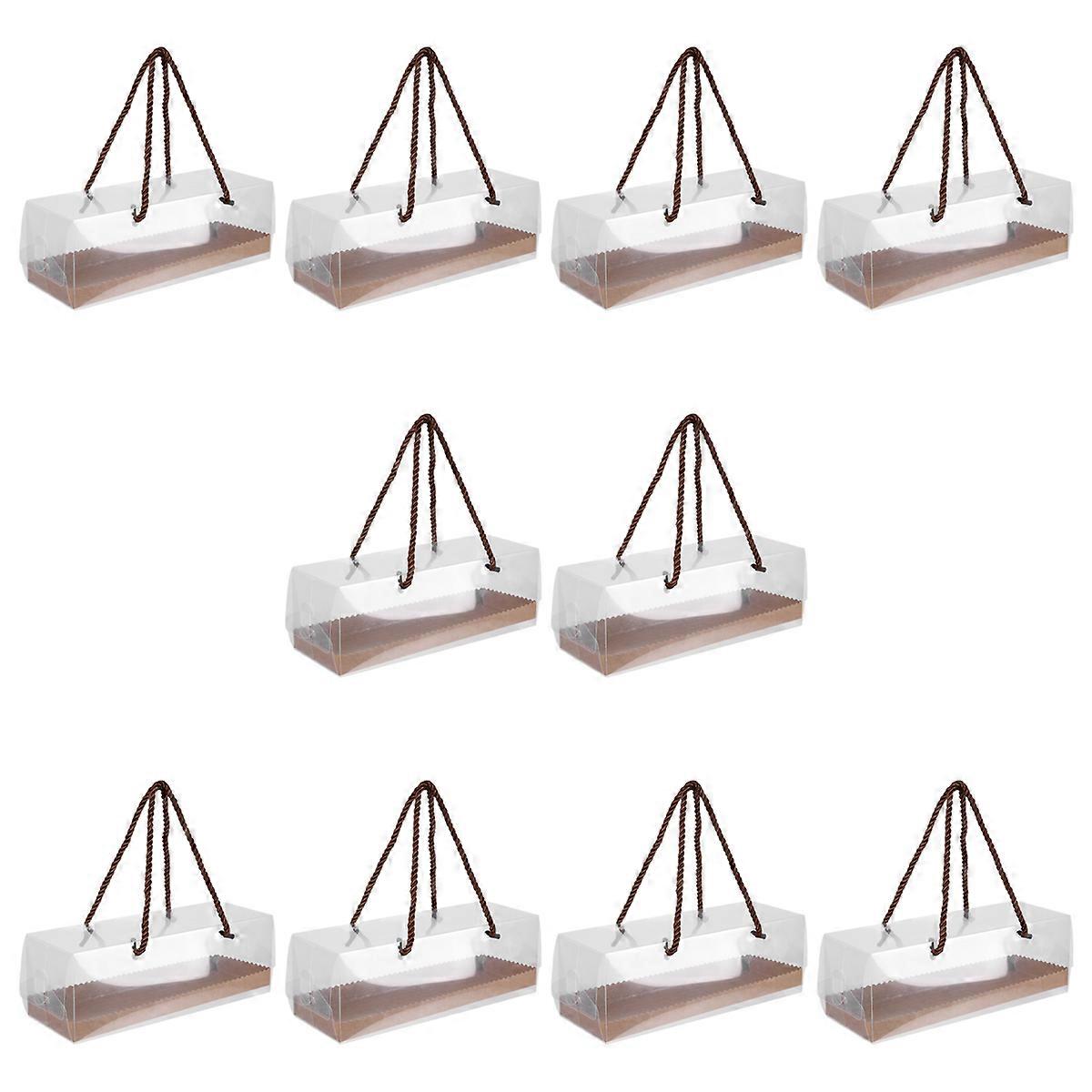 Food Packaging Boxes for Cake Storage 10Pcs Brown Portable Dessert Containers