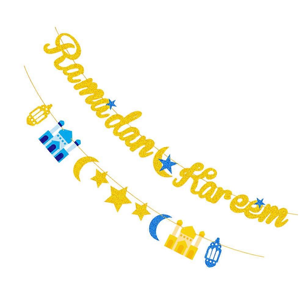 Ramadan Mubarak Banner Paper Material Photo Prop Eid Party Decorations 2Pack