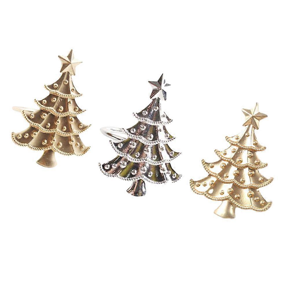 Assorted Color Table Napkin Ring Christmas Tree Shape for Decoration 3Pcs