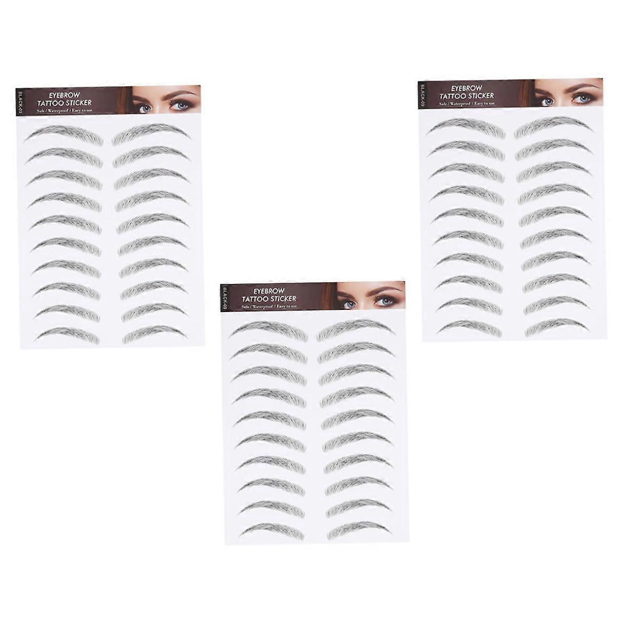 Eyebrow Tattoo Stickers 3 Sheets Hairlike Waterproof Temporary Brows Easy Quick Application Reusable