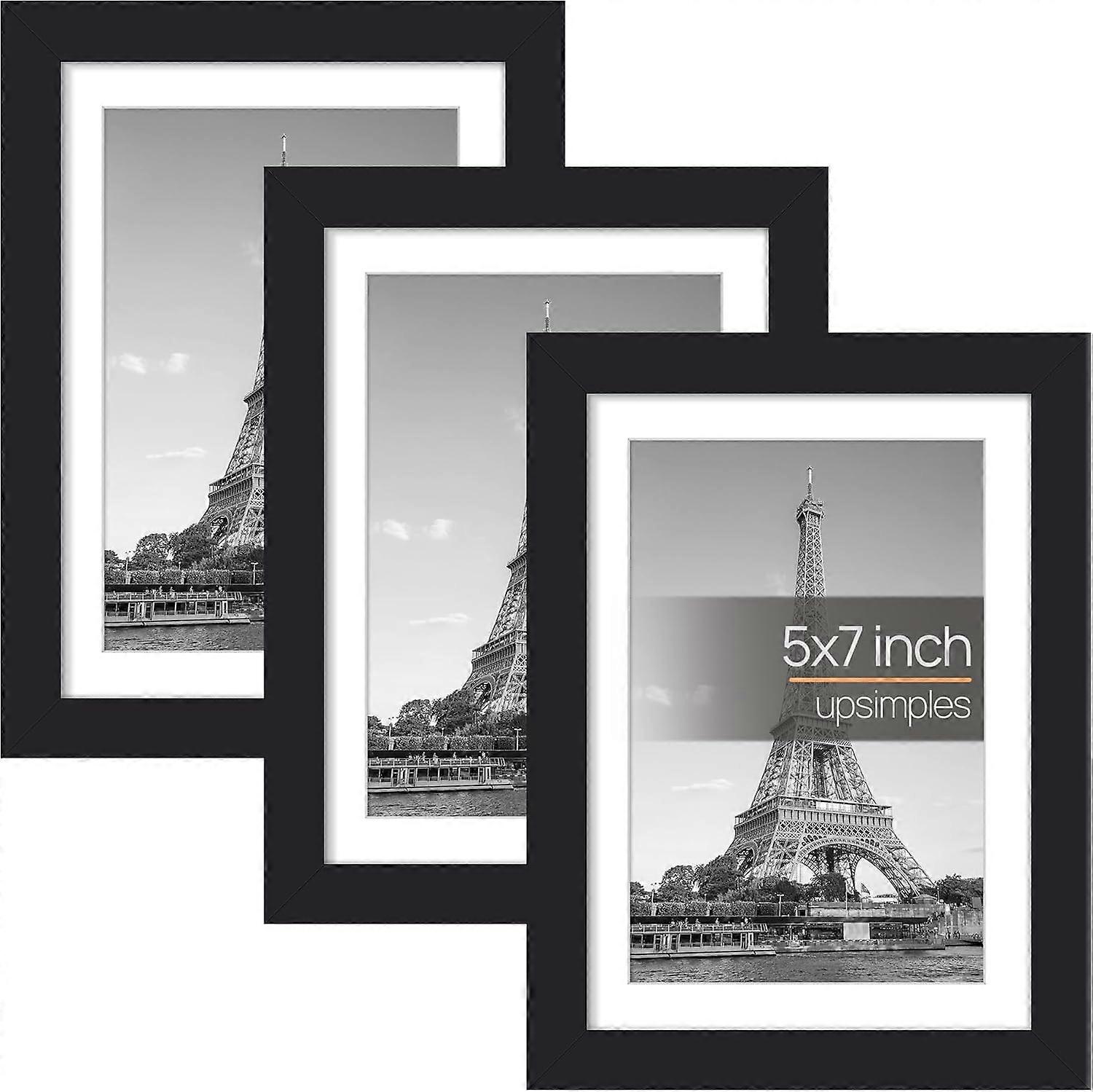 3 black picture frames, wall-mountable