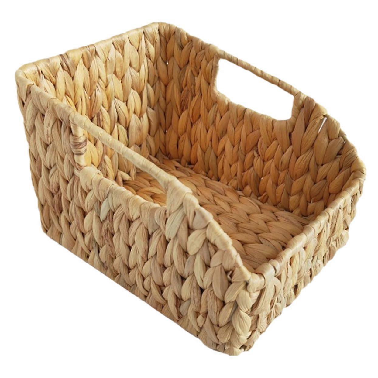 Seagrass Storage Basket Handwoven Rustic Woven Organizer for Closet Desktop Clutter
