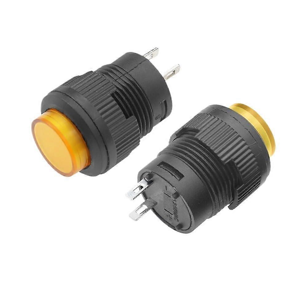 Yellow 16mm Momentary Push Button Switch NonIlluminated 2 Pin Panel Mount Easy Connection