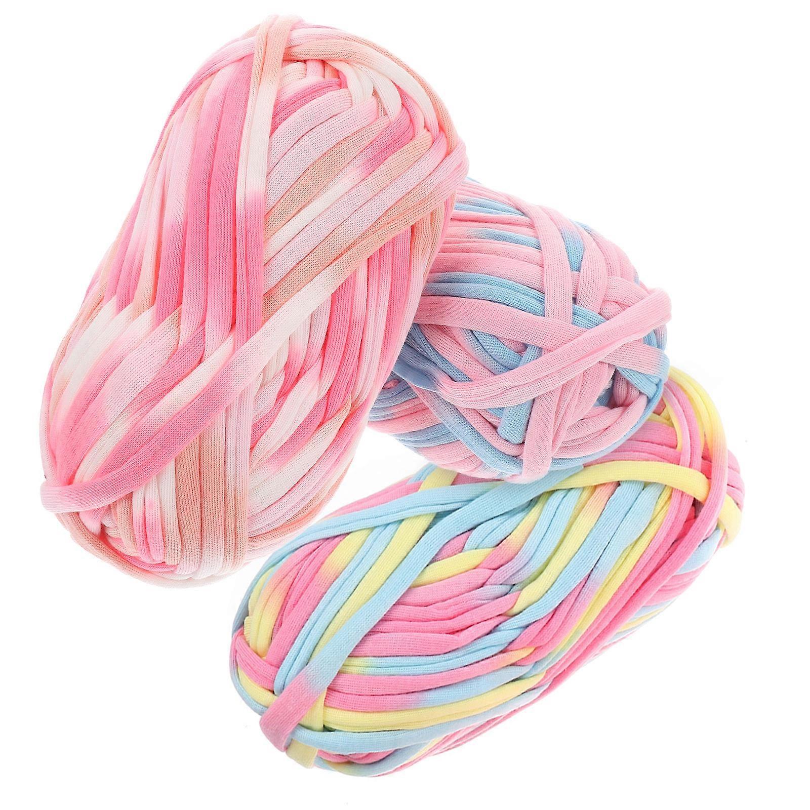 Colorful Dyed Yarn for Knitting 3Pcs Polyester Yarn Hand Crocheted