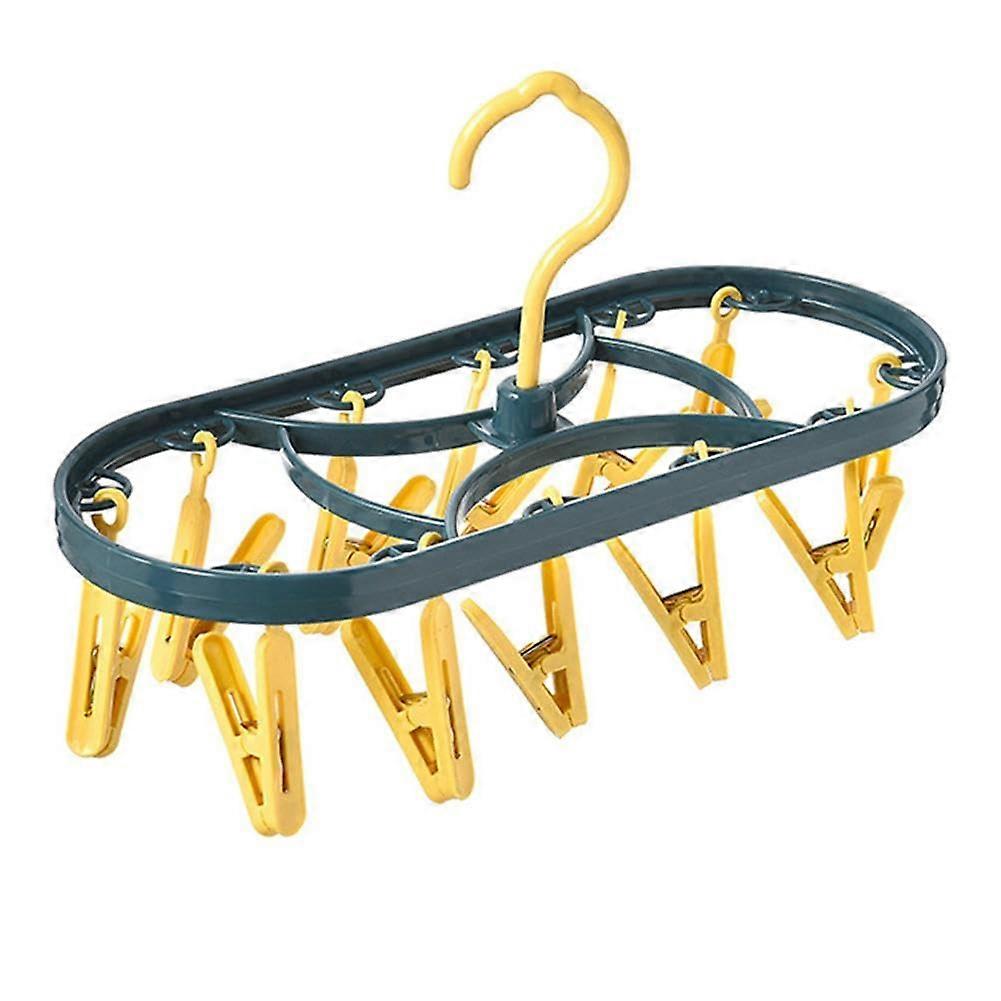 Foldable Sock Drying Rack with 12 Clips, Windproof Clothes Hanger for Socks and Underwear