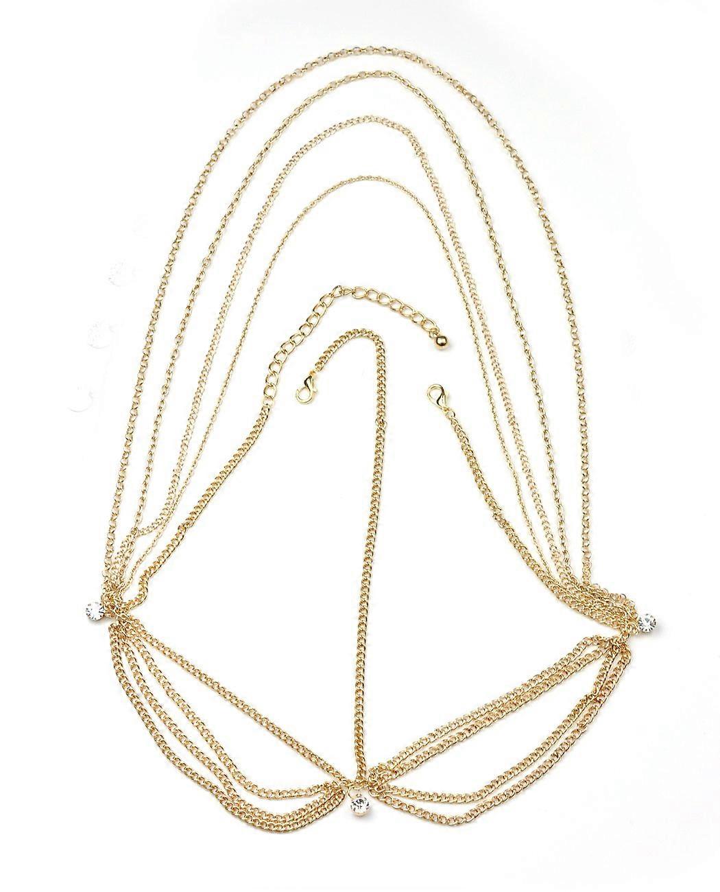 Women's Gold Tone Bohemian Layered Necklace with Multiple Strands for Versatile Statement Style