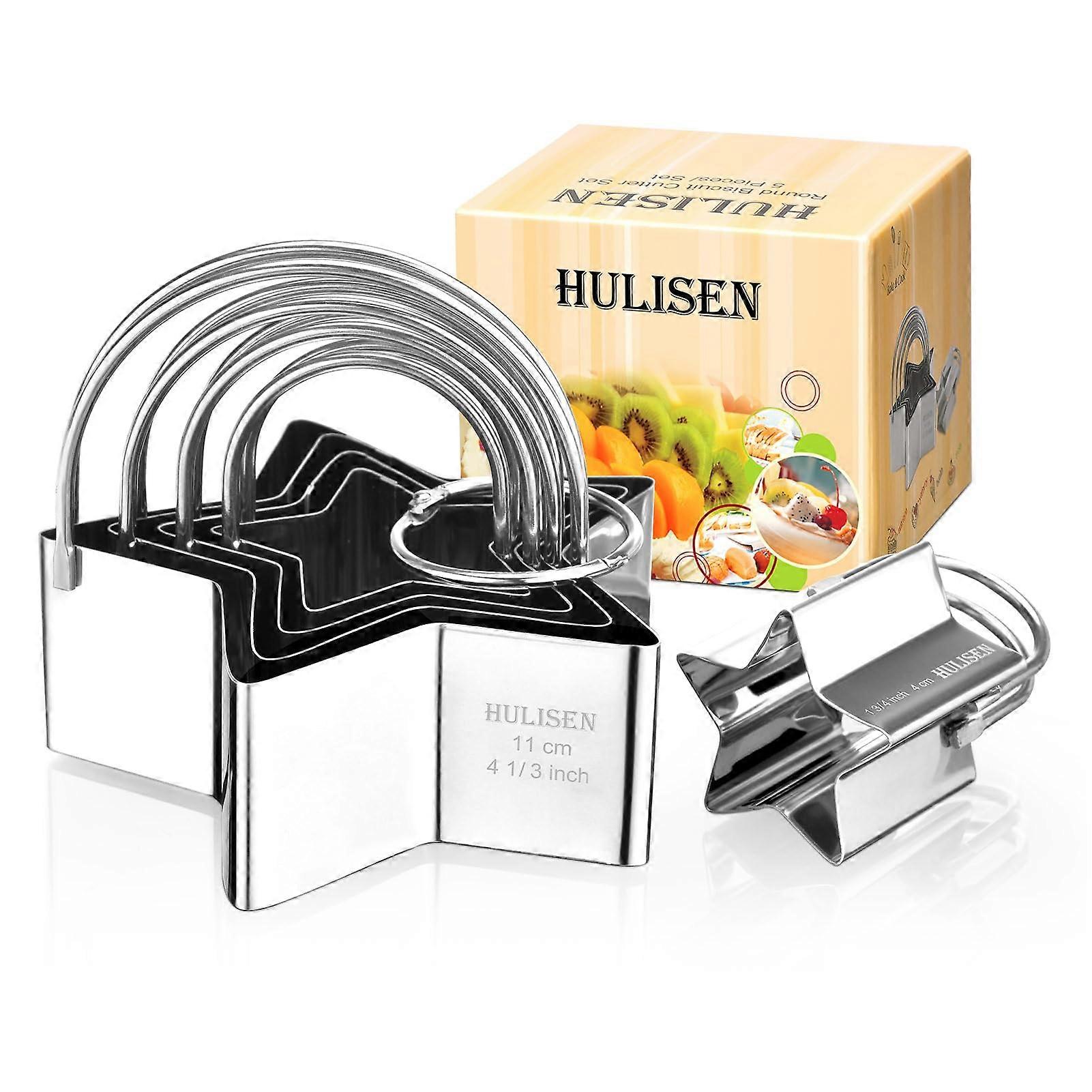 Star Cookie Cutter Set 5pcs Stainless Steel Biscuit Cutters with Ergonomic Handle Sharp Edge