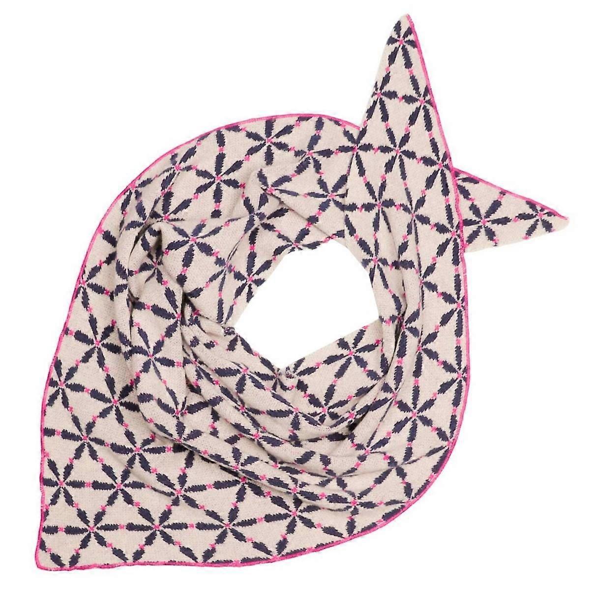 Zelly Triangle Folk Art Scarf - Purple/Pink/Navy