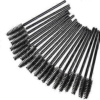 50 Stück Einweg-Wimpernverlängerungsbürsten, schwarze Mascara-Applikatoren