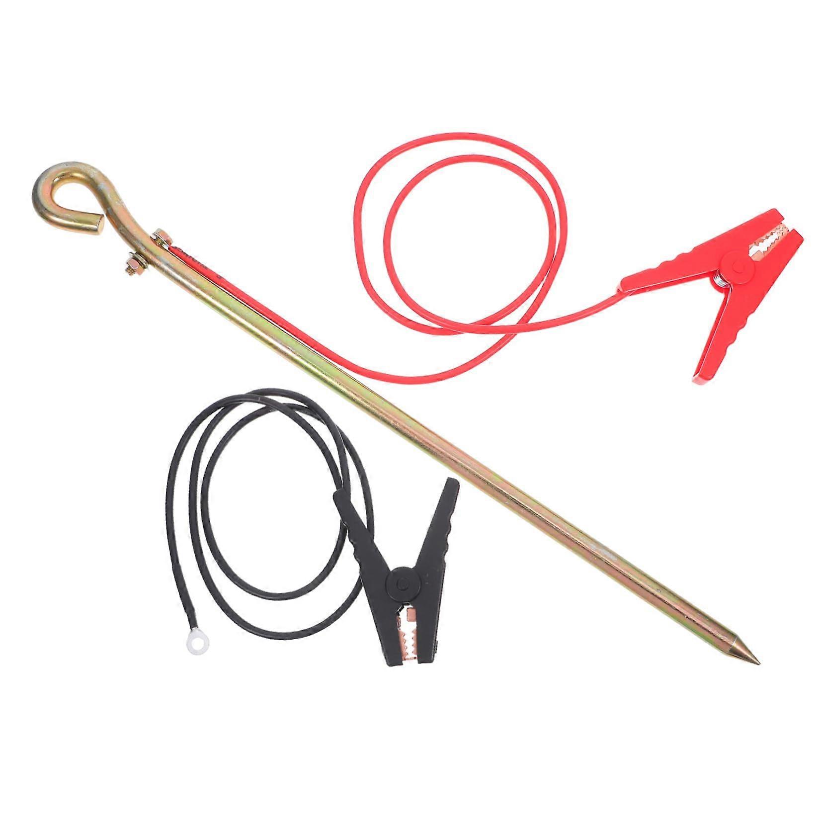 Portable Grounding Rod Kit with Copper Clip and Bonding Wire for Camping Generator and Electric Fence