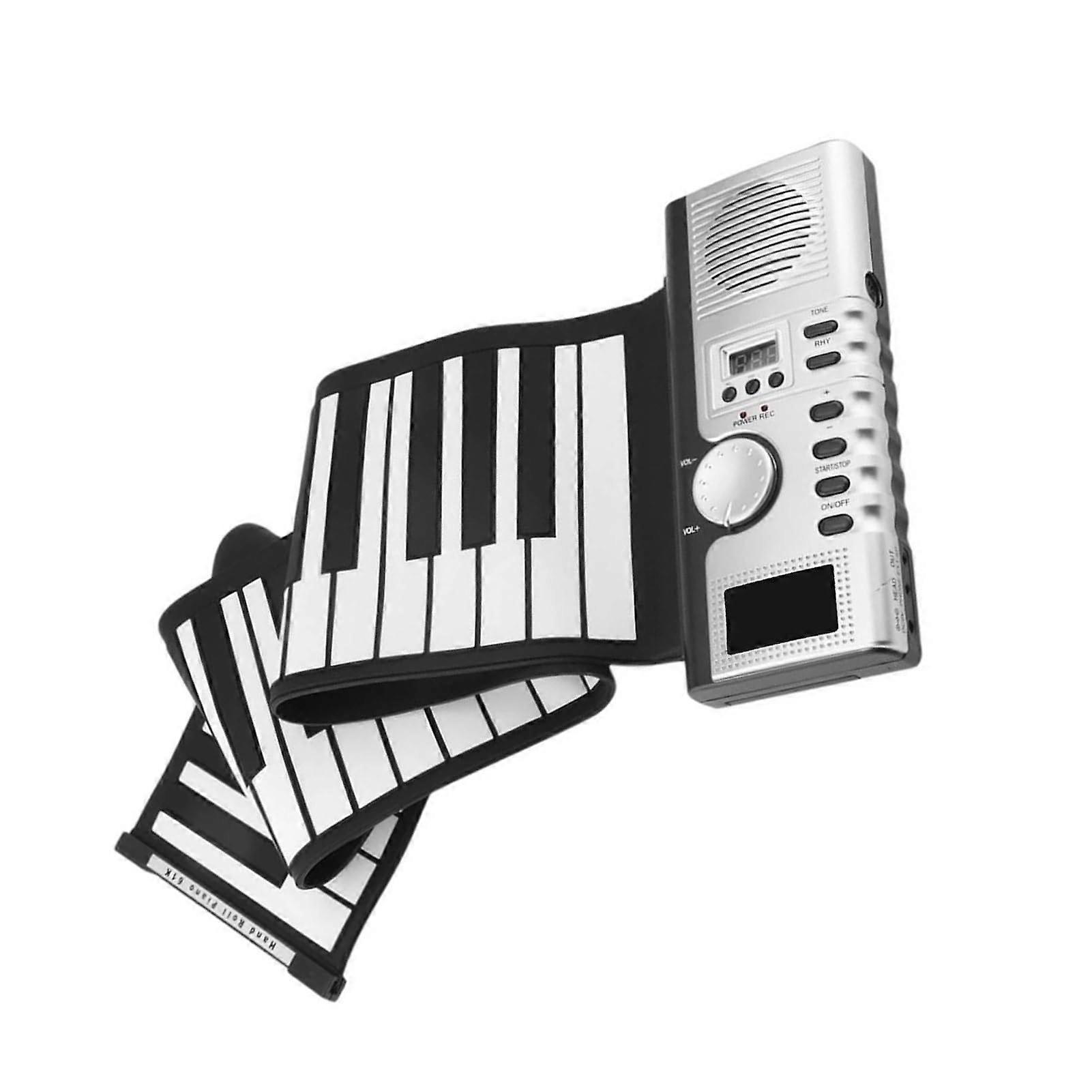 61 Keys Portable Electronic Keyboard with LCD, MIDI, Builtin Speaker, Foldable Roll Up Piano
