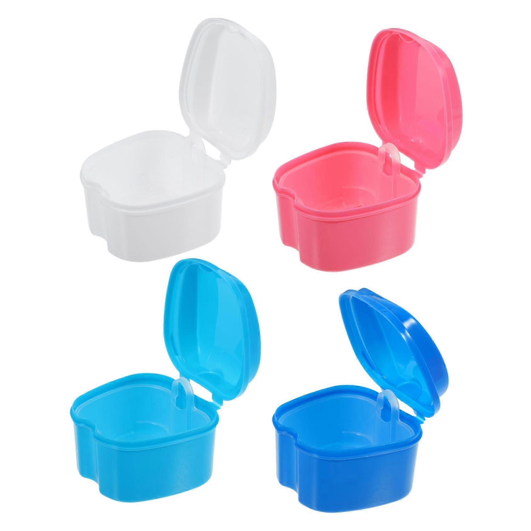 4 Pack Retainer Case for Denture Storage, Lightweight Travel Dental Appliance Container Set