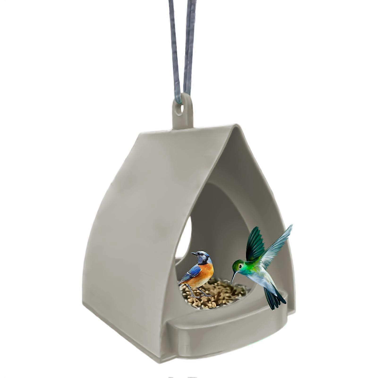 Squirrel Proof Bird Feeder with Open Design, Weatherproof Hut Shape for Garden or Backyard
