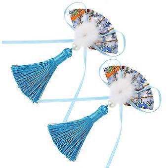 Kids Hair Clip Cloth Fan Shape Tassels Hair Clips for 1Pair New Year