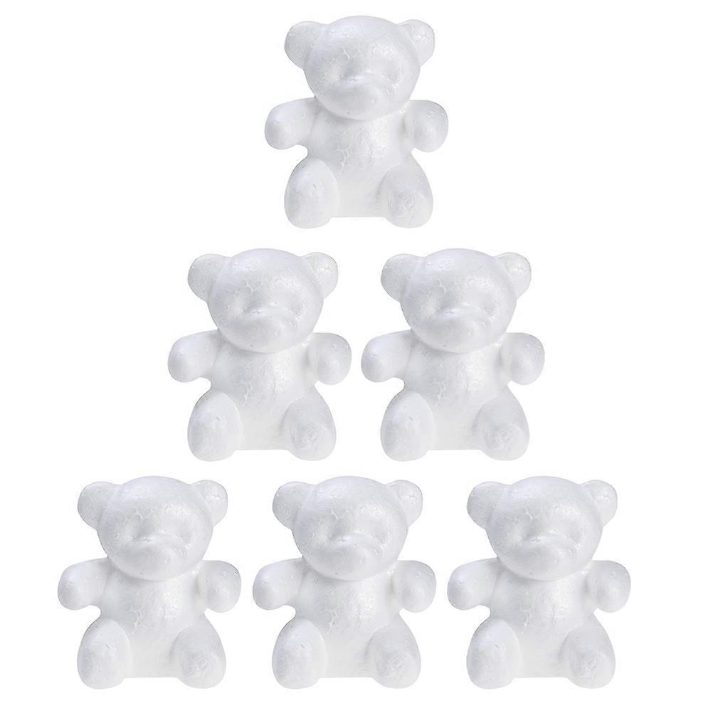 White Foam Bear Shape Models for DIY Crafts 6Pcs Creative Moldings