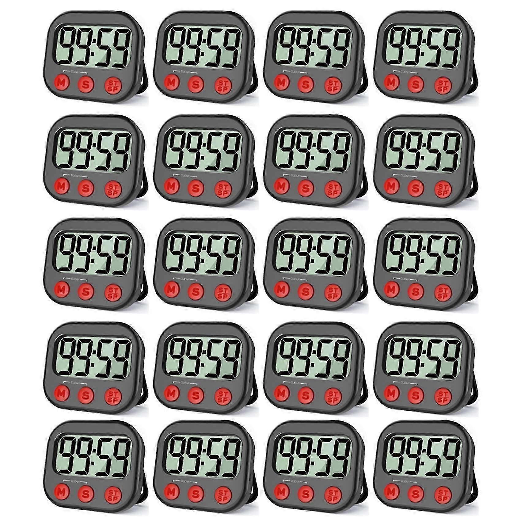 20X Kitchen Timer, Digital Visual Timer Magnetic Clock Stopwatch Countdown Timer, Large LCD Screen Display for Cooking