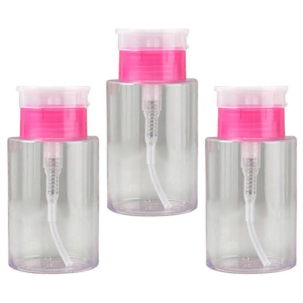 Push Down Pump Nail Cleaner Bottles for Refillable Storage Use 3Pcs