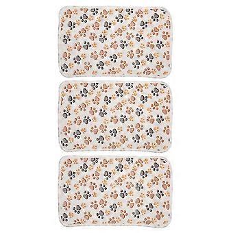 3 stk hund pote print fleece teppe korall fleece søt hund pote print bitt resistent myk varm sovematte for kjæledyr hunder