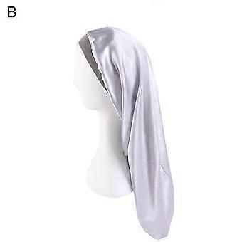 Solid Color Women Night Sleep Bonnet Slouchy Hat Hair Care Cap Bath Head Wrap
