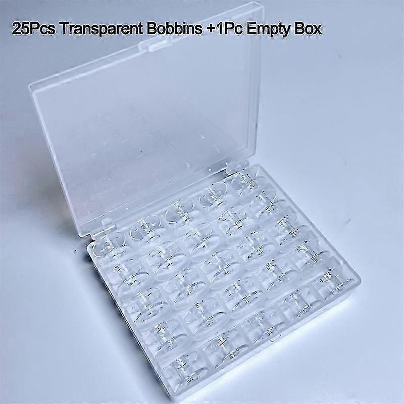 1pc 25 Spools Empty Bobbins Storage Box Plastic Sewing Organizer