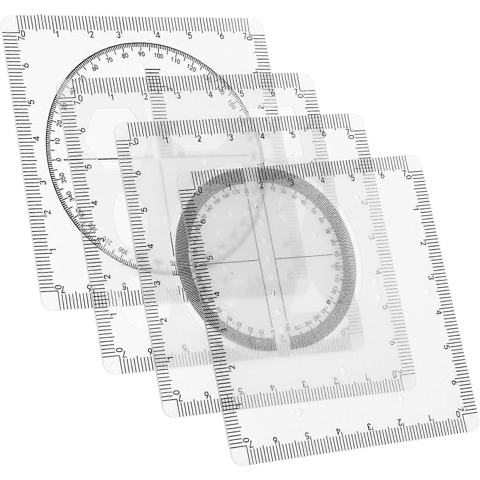 Geometric Drawing Template Ruler for Measuring 1Set Multifunctional PVC Tool