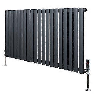 Oval Single Column Radiator 600mm x 1200mm & TRV Chrome Valves Modern Designer Single Panel Central