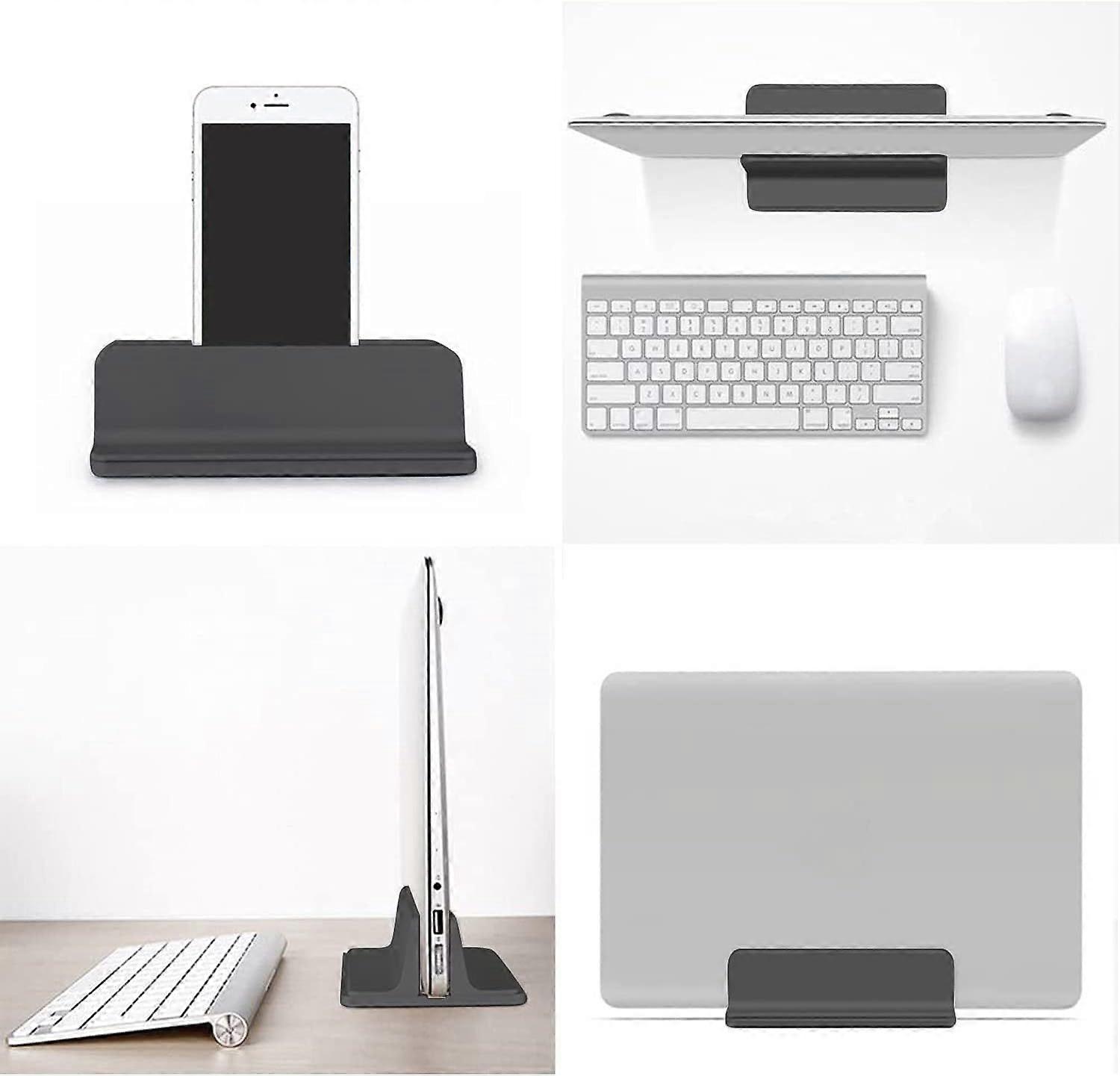 Vertical Laptop Stand - Adjustable Desktop Holder (Black)