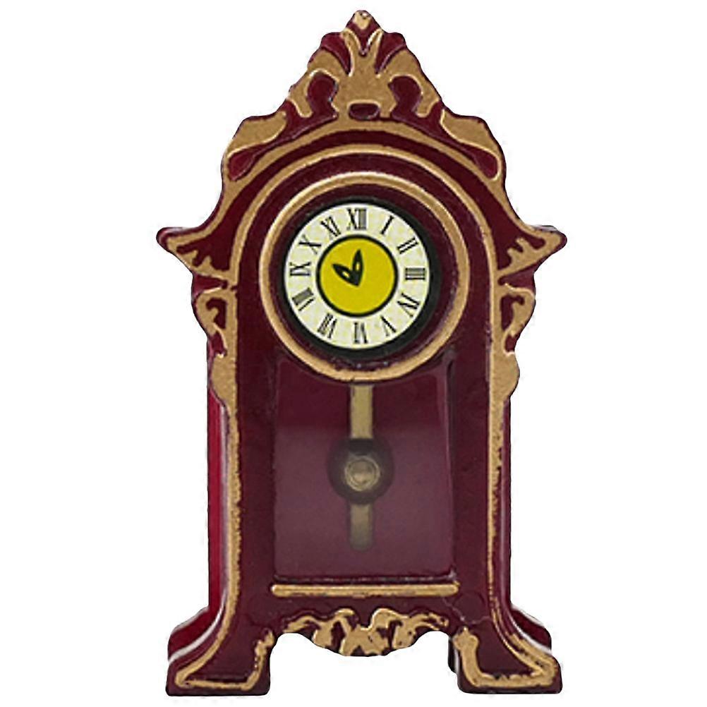 Miniature Pendulum Clock Small Pendulum Clock Adornment Wood Brown